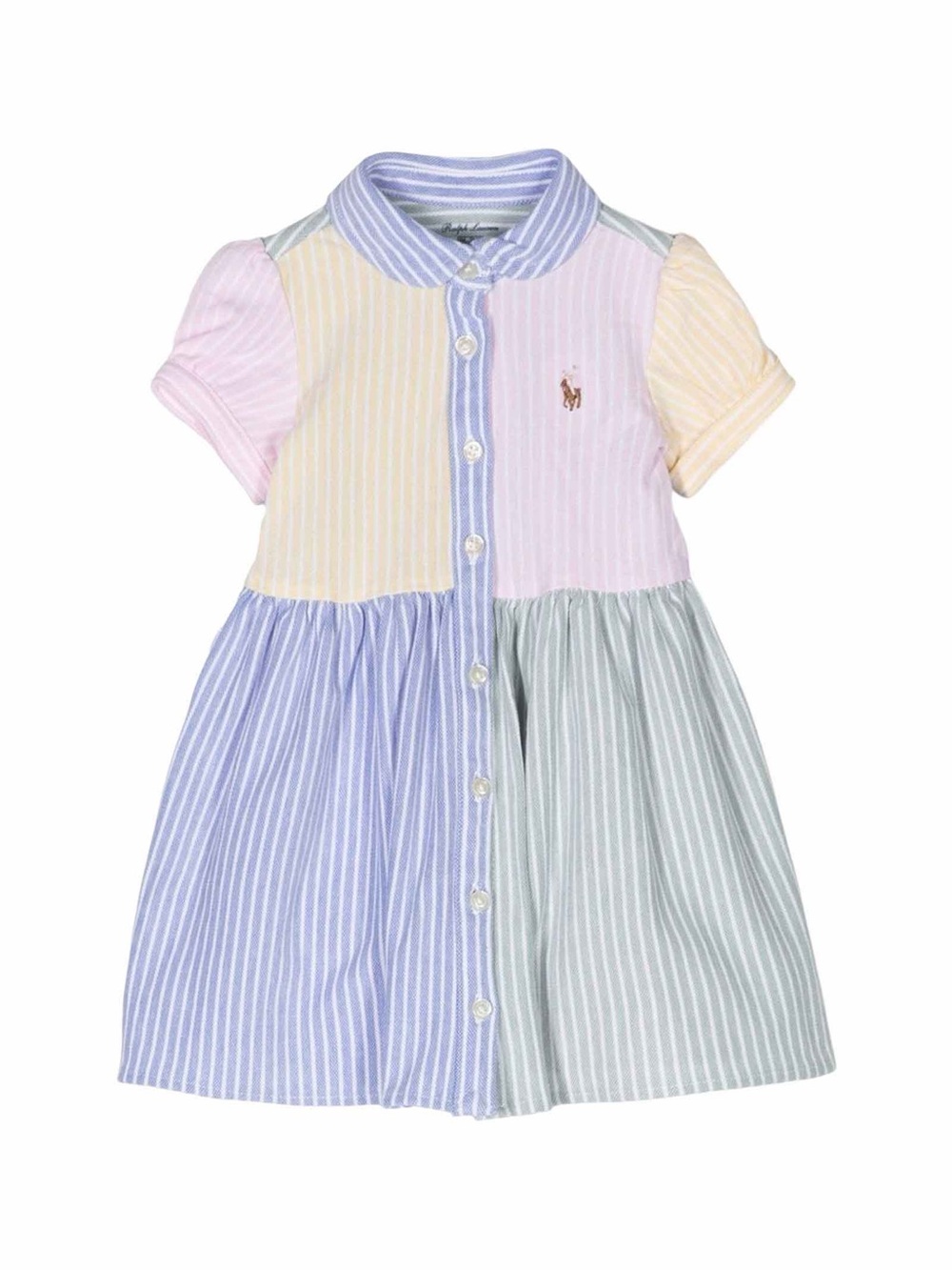 Ralph Lauren Baby Girl Size 9 month Collared Stripe Color Block Dress Preppy